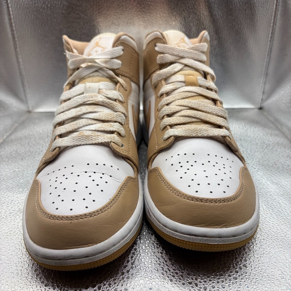 Size 7.5 Nike Air Jordan 1 Mid Hemp Tan Gum White Mens Sneakers 554724-271 - Picture 3 of 11